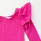 Hot Pink L/S Flutter Sleeve Leotard