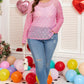 Pink Bow Embroidered Mesh Long Sleeve Top