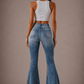 Storm Bell Bottom Jean in Stone Wash