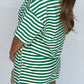 Green Stripe Boxy Tee Drawstring Elastic Waist Short Set