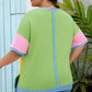 Light Blue Color Block Exposed Seam Patchwork T Shirt