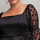 Adriana Plus Size Peplum Top With Long Balloon Sleeves & Chic Square Neckline