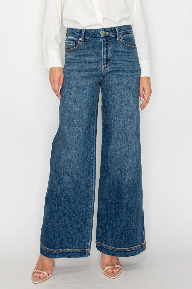 Relaxed High Rise Palazzo Jeans