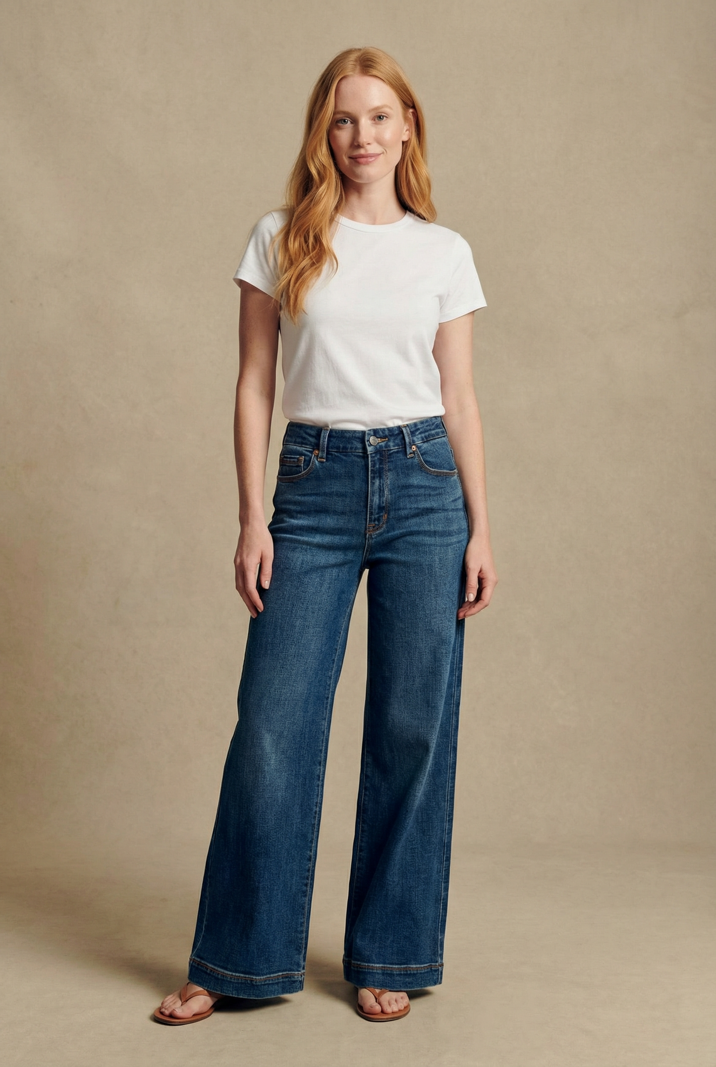 Relaxed High Rise Palazzo Jeans