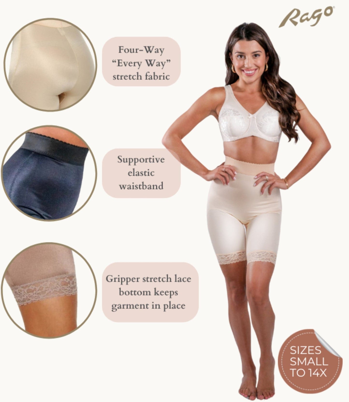 High Waist Light Shaping Bike Short | Satin 4-Way Stretch with Built-In Panty