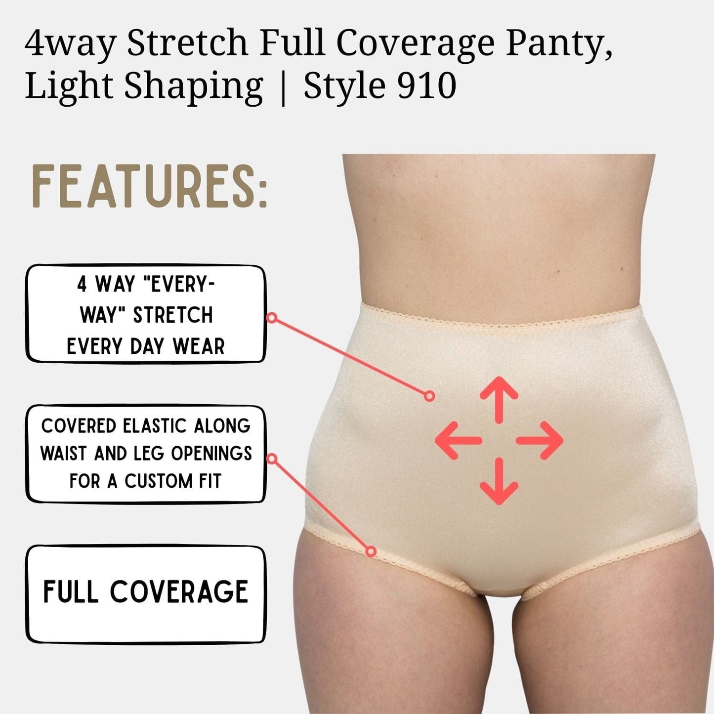 4way Stretch Full Coverage Panty, Light Shaping