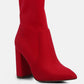 Ankle Lycra Block Heeled Boots