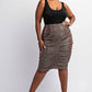 Athena Skirt - Gold Ruched Below the Knee for Effortless Elegance