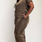 Ayla Plus Size Glitter Knit Short Sleeve Top and Wide Leg Pant Set