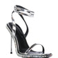 Azalea Wang Brik-Black Silver Stiletto Sandal Heels