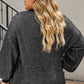 Waffle-Knit Round Neck Dropped Shoulder Sweater