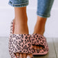 Pink Leopard Print Thick Sole Slip On Slippers