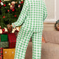 Green Plaid Print Contrast Trim Long Sleeve Pajama Set