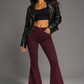 Leopard Print Bell Bottom Pant in Burgundy