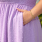 Wisteria Swiss Dot Smocked Frilled Neckline Short Sleeve Dress