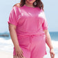Rose Red Solid Waffle Knit Two Piece Set