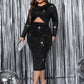 Honey Cutout Slit Round Neck Long Sleeve Dress