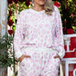 Pink Leopard Print Long Sleeve Top Shorts Set