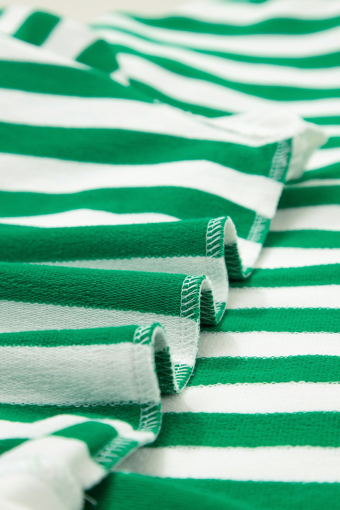 Green Stripe Collar V Neck Ruffle Short Sleeve Blouse