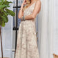 Printed Spaghetti Strap Midi Dress in Taupe