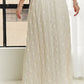 ADORA Elastic Waist Applique Maxi Skirt in Beige