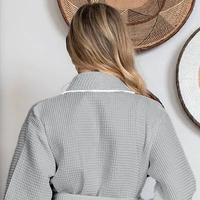 Knee-Length Waffle Kimono Robe