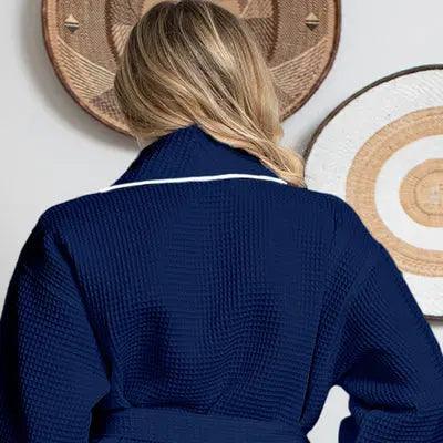 Waffle Piping Bathrobe – Lightweight Spa-Style Comfort