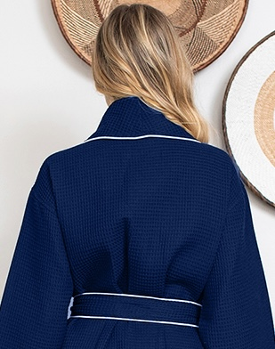 Knee-Length Waffle Kimono Robe