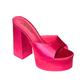Barb Babe Pink Satin Mule 4.5 Inch Chunky Heel With Convenient Slip-On Style