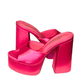 Barb Babe Pink Satin Mule 4.5 Inch Chunky Heel With Convenient Slip-On Style