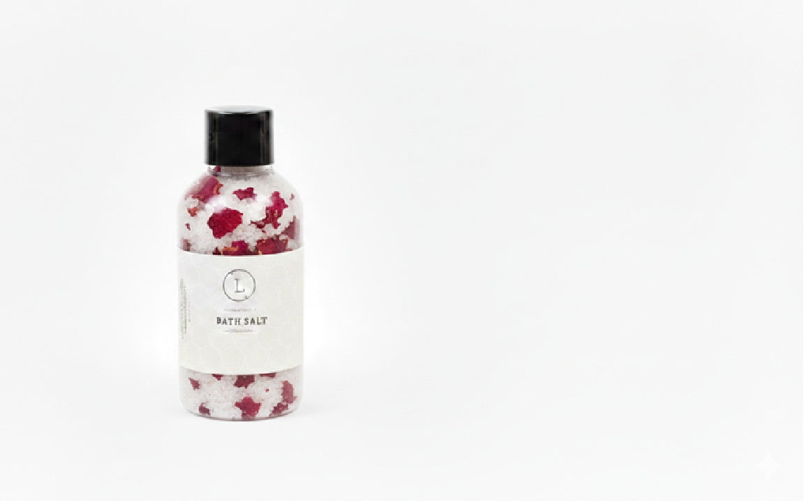 Luxurious Natural Bath Salts Discovery Set - 4 Botanical Glass Bottles