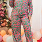 Green Printed Long Sleeve and Pants Lounge Set