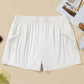 White Bow Decor Pockets Plus Size Shorts