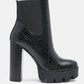 Beatriz Croc Print Block Heel Ankle Boots