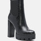 Beatriz Croc Print Block Heel Ankle Boots