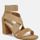 Benicia Elastic Strappy Block Heel Sandals