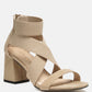 Benicia Elastic Strappy Block Heel Sandals