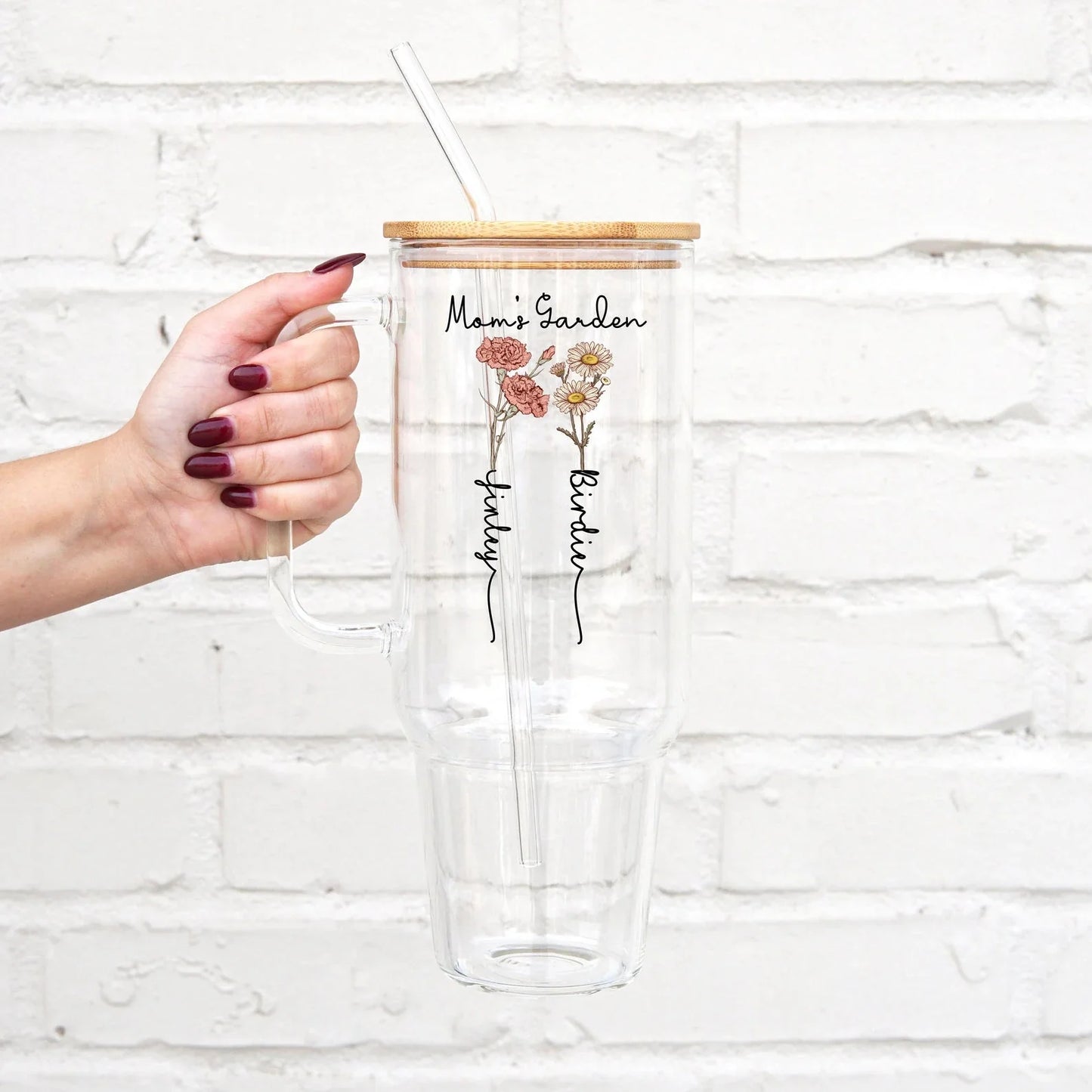 Birth Flower Garden 40oz Metal Tumbler With Lid and Straw