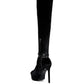 Bison High Heeled Long Velvet Boots