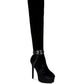 Bison High Heeled Long Velvet Boots