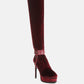 Bison High Heeled Long Velvet Boots