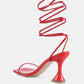 Biten Berry Spool Heel Lace Up Sandals