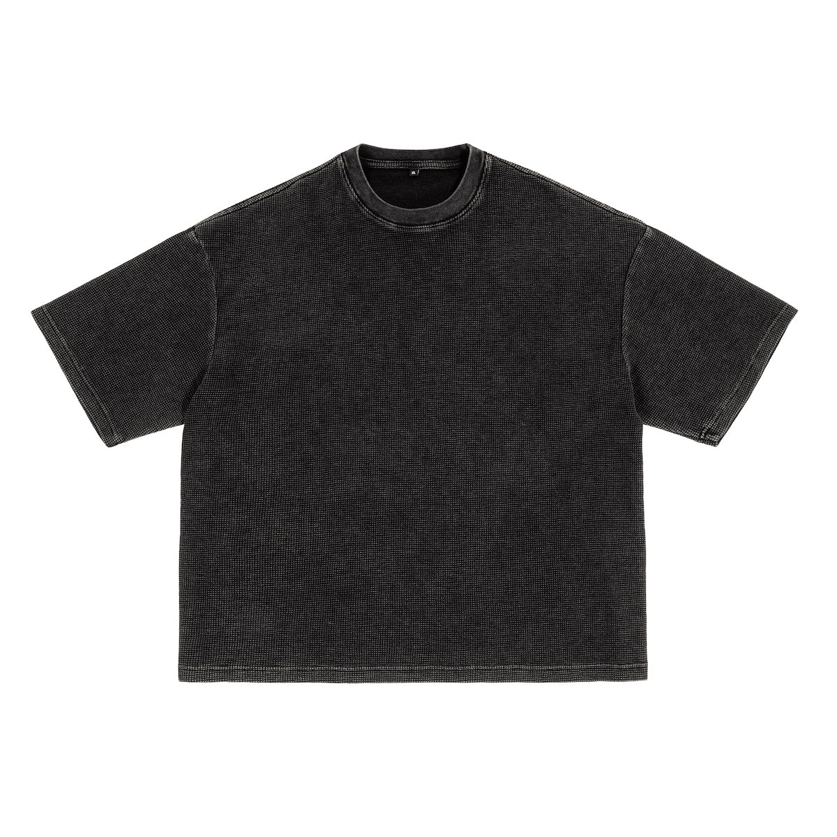 Heavyweight Waffle-Texture Washed Cropped Boxy T-Shirt (250GSM)