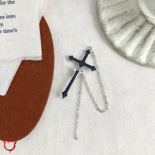 Black Cross Earring