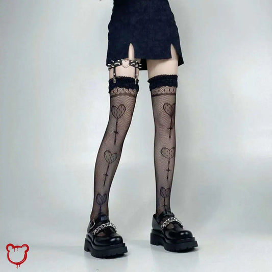 “Black Heart” Lace Lolita Socks
