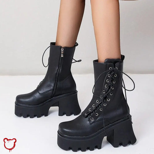 “Combatties” PU Leather Boots