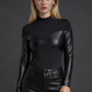 Rock'n'Roll Nights Black Long Sleeve Faux Leather Bodysuit