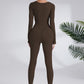 Blaire Sport Serenity Square Neck Ribbed Long Sleeve Gym Jumpsuit