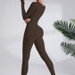 Blaire Sport Serenity Square Neck Ribbed Long Sleeve Gym Jumpsuit