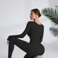 Blaire Sport Serenity Square Neck Ribbed Long Sleeve Gym Jumpsuit